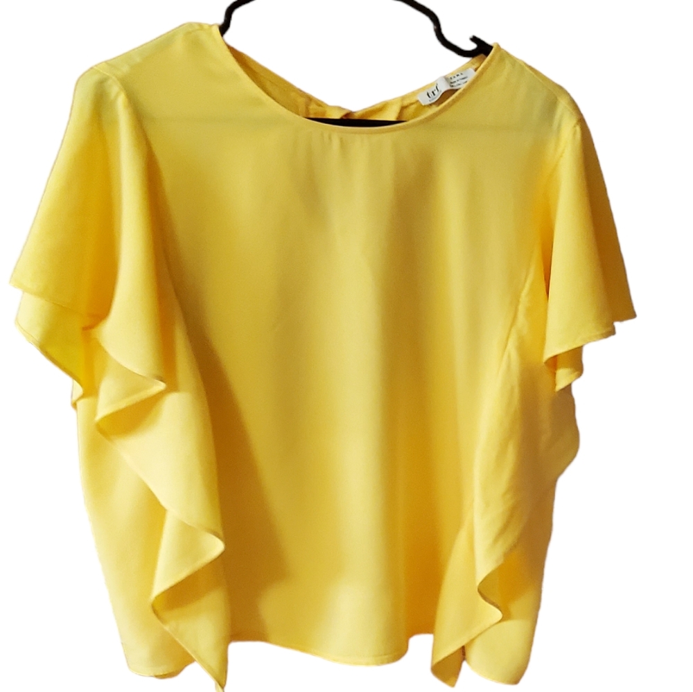 Zara Yellow Ruffled Tie Back Top